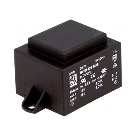 Transformator Încapsulat 6VA 230V 18V PCB | Electronic-mag.ro | Componente Electronice