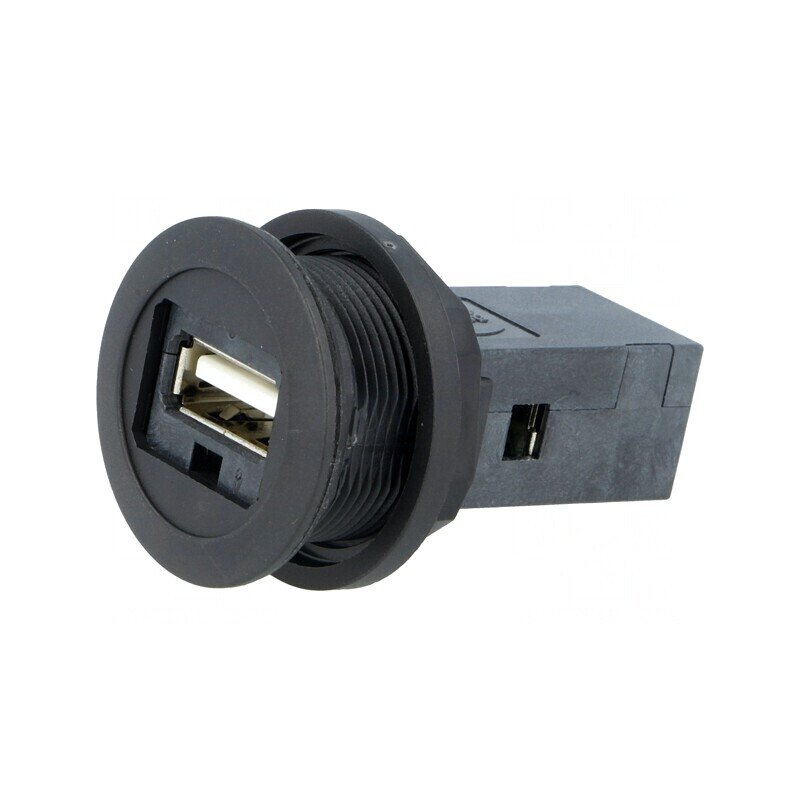 Soclu USB 22mm har-port IP20 Negru | Electronic-mag.ro | Componente Electronice
