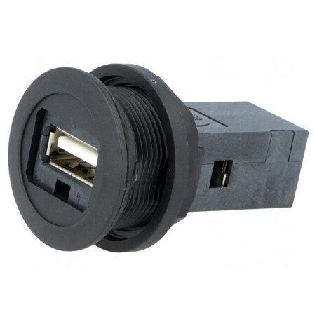 Soclu USB 22mm har-port IP20 Negru | Electronic-mag.ro | Componente Electronice