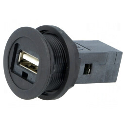 Soclu USB 22mm har-port IP20 Negru | Electronic-mag.ro | Componente Electronice