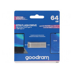 Pendrive | USB 3.2 | 64GB | R: 60MB/s | W: 20MB/s | USB A | argintie | ODA3-0640S0R11