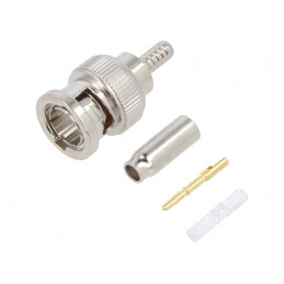 Mufă BNC 75Ω Crimpată pe Cablul PTFE Aurit | Electronic-mag.ro | Componente Electronice