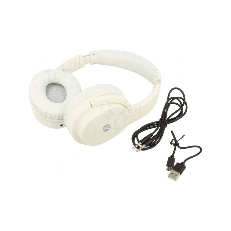 Căști Bluetooth 5.0 Over-Ear Albe 5h | Electronic-mag.ro | Componente Electronice