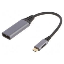 Adaptor | USB 3.0 | DisplayPort soclu,USB C mufă | 0,15m | negru | gri | A-USB3C-DPF-01