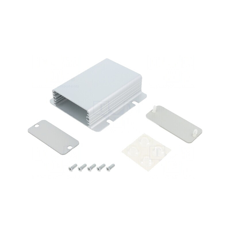 Carcasă gri cu panou și lame de fixare 54x80mm | Electronic-mag.ro | Componente Electronice