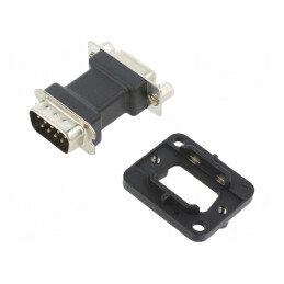 Conector D-SUB 9P Negru M-F