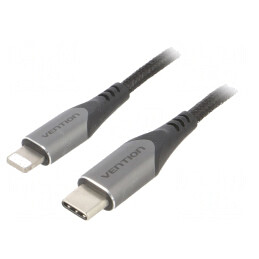 Cablu USB 2.0 Apple Lightning la USB C 1,5m Negru | Electronic-mag.ro | Componente Electronice