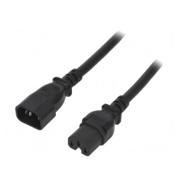 Cablu Prelungitor IEC C14 la C15 PVC 5m Negru 15A | Electronic-mag.ro | Componente Electronice