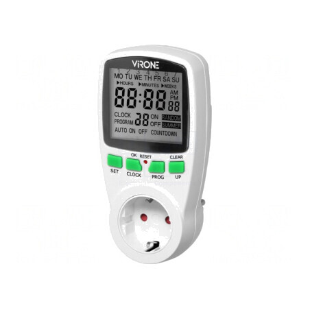 Întrerupător temporizator 230V 16A IP20 Schuko | Electronic-mag.ro | Componente Electronice