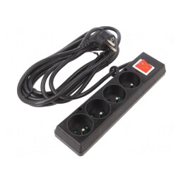 Prelungitor 4 Prize PVC Negru 5m 16A | Electronic-mag.ro | Componente Electronice