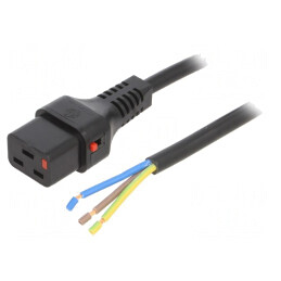 Cablu IEC C19 Mamă 2m cu Blocare Negru | Electronic-mag.ro | Componente Electronice