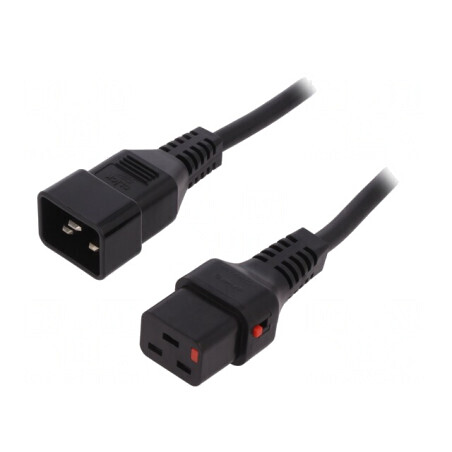Cablu IEC C19 Mamă la IEC C20 Tată 1m cu Blocare | Electronic-mag.ro | Componente Electronice