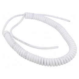 Cablu spiralat 2x0,75mm2 neecranat PUR alb 0,5m