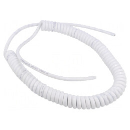 Cablu spiralat 2x0,75mm2 neecranat PUR alb 0,5m | Electronic-mag.ro | Componente Electronice