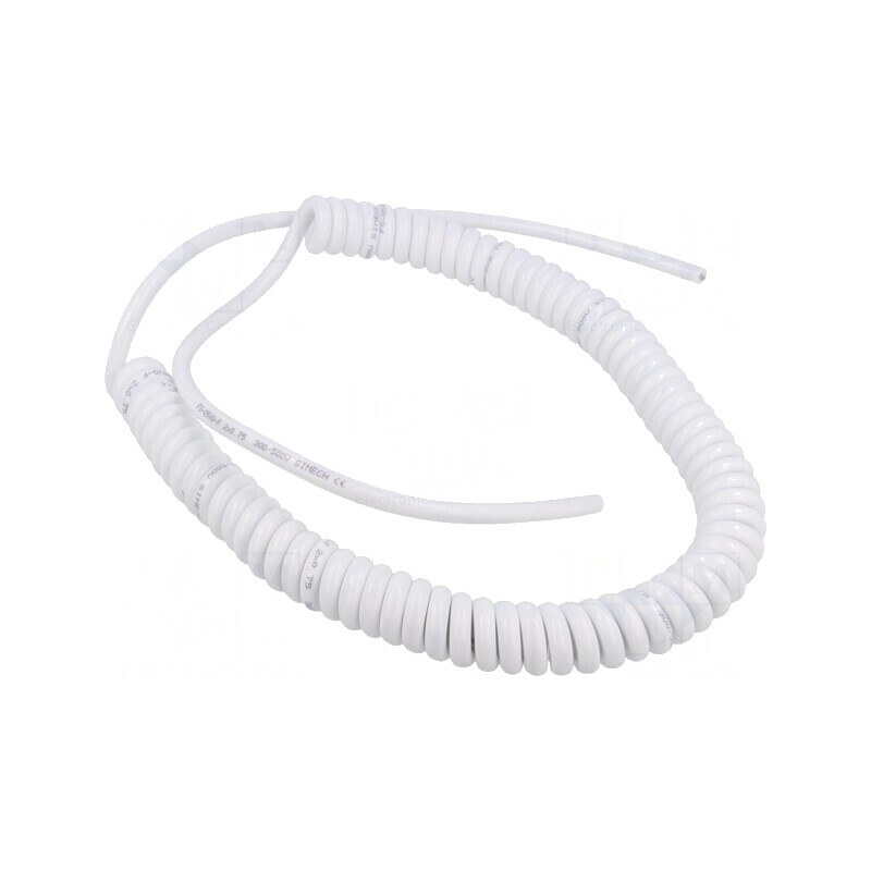 Cablu spiralat 2x0,75mm2 neecranat PUR alb 0,5m | Electronic-mag.ro | Componente Electronice