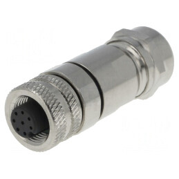 Mufă M12 PIN 8 mamă A-DeviceNet/CANopen IP65 pe cablu | Electronic-mag.ro | Componente Electronice