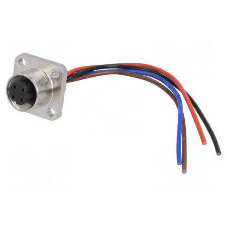 Soclu M12 4 Pin Drept IP67 250V 4A 120mm | Electronic-mag.ro | Componente Electronice