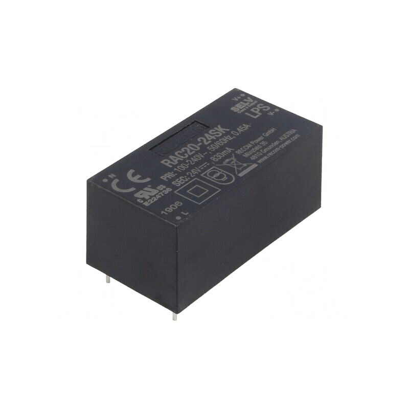 Convertor AC/DC 20W 24VDC RAC20-24SK | Electronic-mag.ro | Componente Electronice