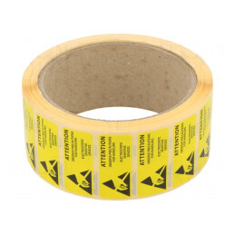 Etichetă autoadezivă ESD galben/negru 16x38mm 1000 buc. | Electronic-mag.ro | Componente Electronice