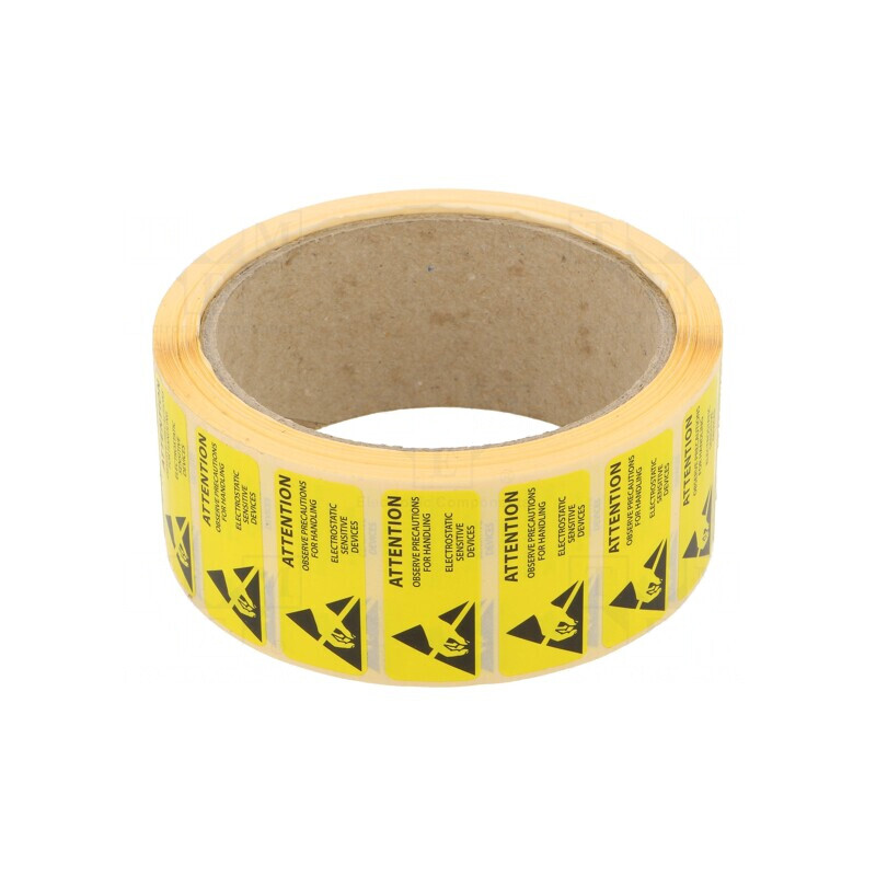 Etichetă autoadezivă ESD galben/negru 16x38mm 1000 buc. | Electronic-mag.ro | Componente Electronice