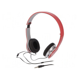 Căști cu Microfon Roșii-Argintii Jack 3,5mm 1,2m | Electronic-mag.ro | Componente Electronice