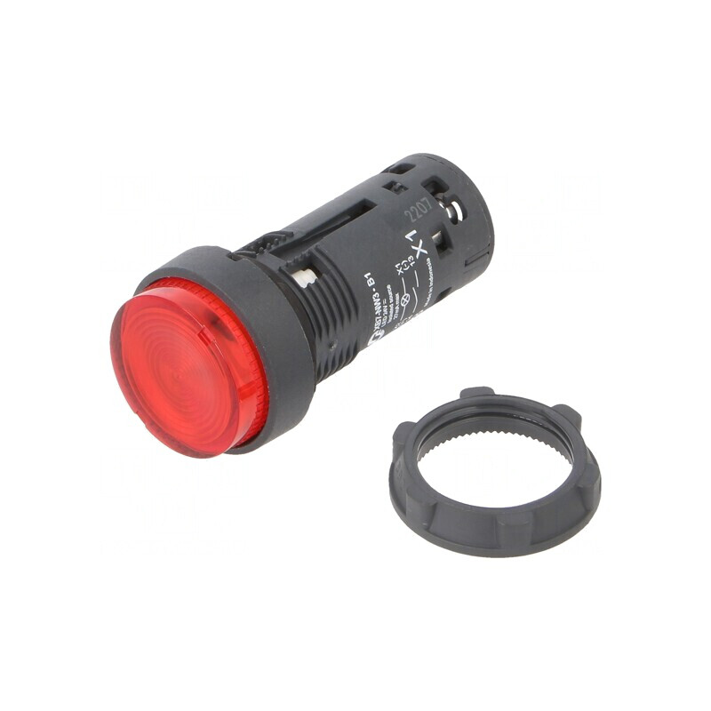 Comutator Apăsare 22mm 1NO Roșu | Electronic-mag.ro | Componente Electronice