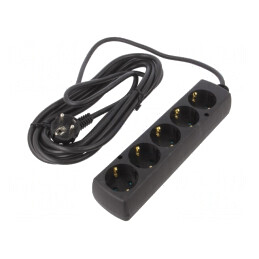 Prelungitor Schuko 5 Prize Negru 3x1,5mm2 | Electronic-mag.ro | Componente Electronice