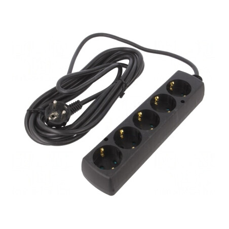 Prelungitor Schuko 5 Prize Negru 3x1,5mm2 | Electronic-mag.ro | Componente Electronice