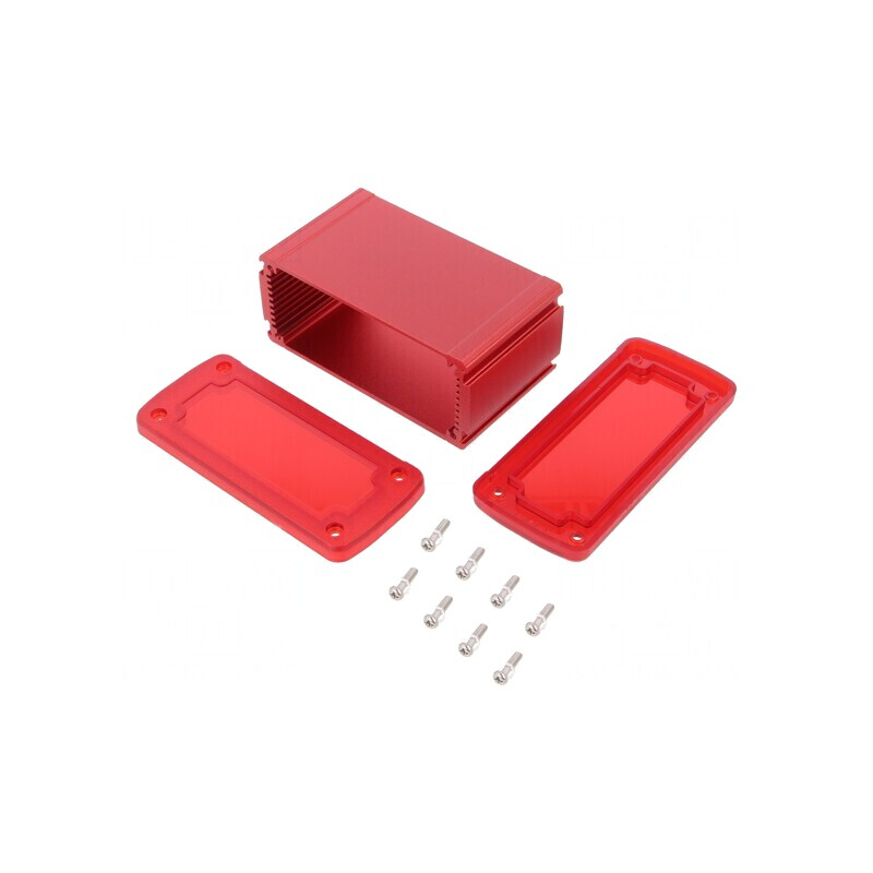 Carcasă universală aluminiu roșu 115x69x51mm | Electronic-mag.ro | Componente Electronice