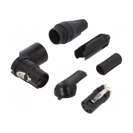 Mufă XLR 4 Pin Mamă 90° Rotativ Pe Cablu | Electronic-mag.ro | Componente Electronice