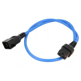 Cablu IEC C19 mamă la IEC C20 tată 1m cu blocare 16A | Electronic-mag.ro | Componente Electronice