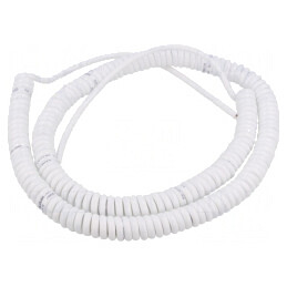 Cablu spiralat alb 0,8m-3,2m 2x0,22mm2 PUR 300V