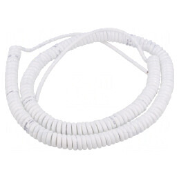Cablu spiralat alb 0,8m-3,2m 2x0,22mm2 PUR 300V | Electronic-mag.ro | Componente Electronice