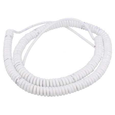 Cablu spiralat alb 0,8m-3,2m 2x0,22mm2 PUR 300V | Electronic-mag.ro | Componente Electronice