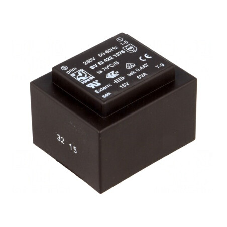 Transformator încapsulat 6VA 230V 15V 400mA PCB | Electronic-mag.ro | Componente Electronice