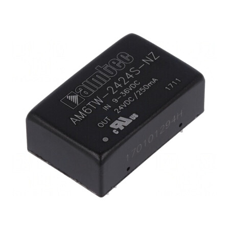 Convertor DC/DC 6W 9-36V la 24V 250mA DIP24 | Electronic-mag.ro | Componente Electronice