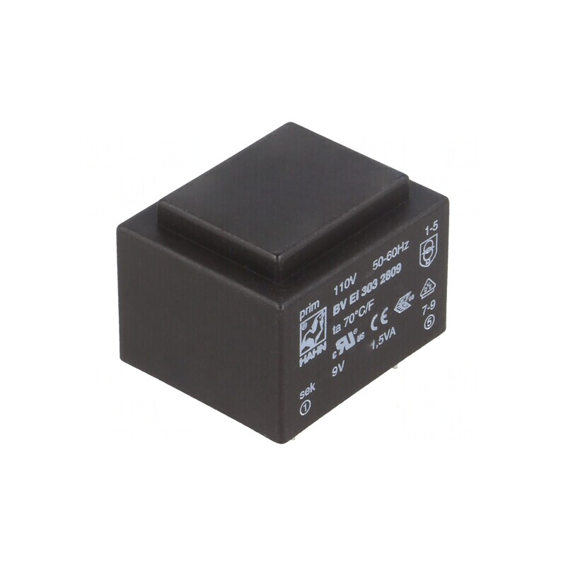 Transformator încapsulat 1,5VA 110VAC 9V 167mA PCB | Electronic-mag.ro | Componente Electronice
