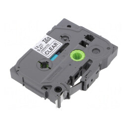 Bandă adezivă transparentă 12mm x 8m cu text negru TZE-131 | Electronic-mag.ro | Componente Electronice