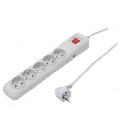 Prelungitor cu Protecție la Supratensiune, 5 Prize, 10A | Electronic-mag.ro | Componente Electronice