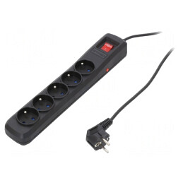 Prelungitor cu Protecție la Supratensiune, 5 Prize 10A | Electronic-mag.ro | Componente Electronice
