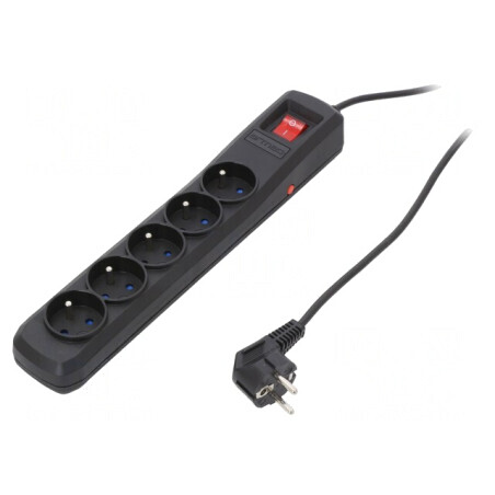 Prelungitor cu Protecție la Supratensiune, 5 Prize 10A | Electronic-mag.ro | Componente Electronice