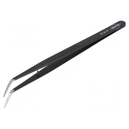 Pensetă Precizie 155mm Neagră Curbată | Electronic-mag.ro | Componente Electronice
