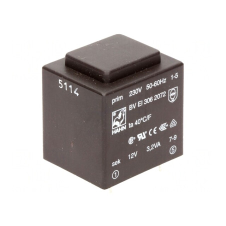 Transformator 3,2VA 230V 12V 267mA PCB | Electronic-mag.ro | Componente Electronice