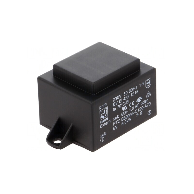 Transformator încapsulat 6VA 230VAC 6V 1A PCB | Electronic-mag.ro | Componente Electronice
