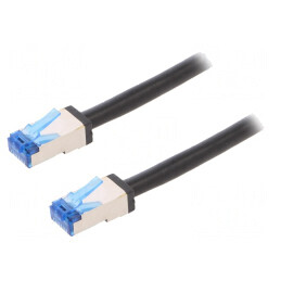 Cablu Patch S/FTP Cat 6a Negru 10m 26AWG