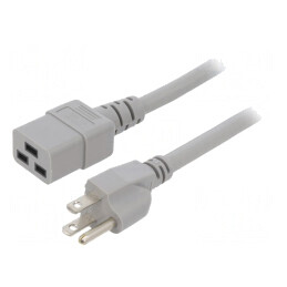 Cablu Alimentare IEC C19 la NEMA 5-15 5m Gri 15A | Electronic-mag.ro | Componente Electronice