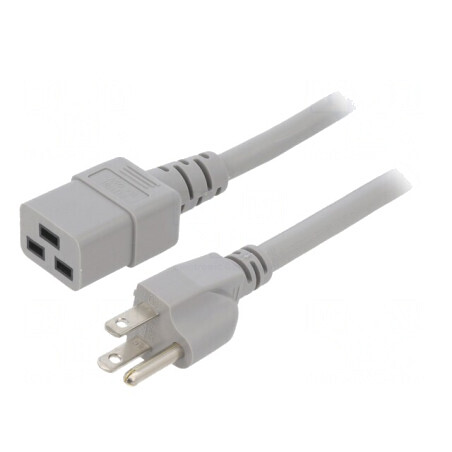 Cablu Alimentare IEC C19 la NEMA 5-15 5m Gri 15A | Electronic-mag.ro | Componente Electronice