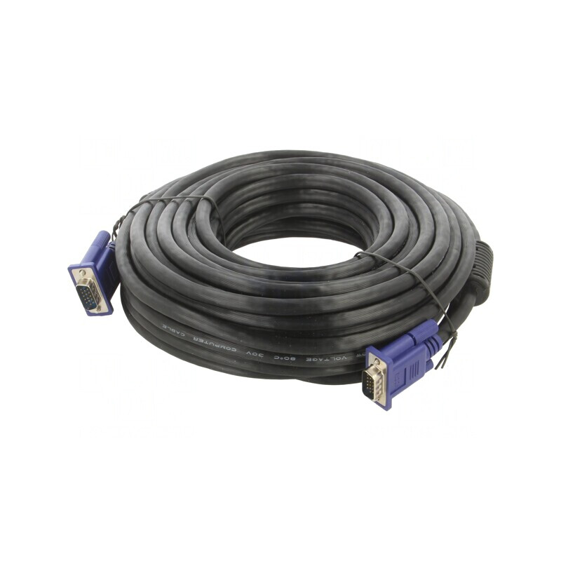 Cablu D-Sub 15 pini HD 15m Negru | Electronic-mag.ro | Componente Electronice