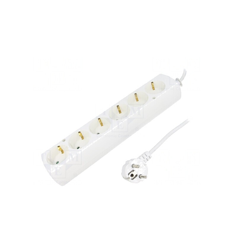 Prelungitor Schuko 6 Prize Alb 3x1,5mm2 16A | Electronic-mag.ro | Componente Electronice