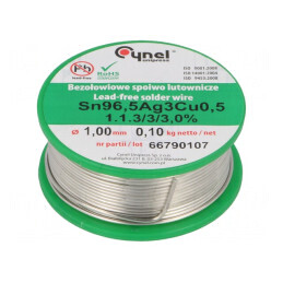 Sârmă de lipit fără plumb 1mm 100g bobină | Electronic-mag.ro | Componente Electronice